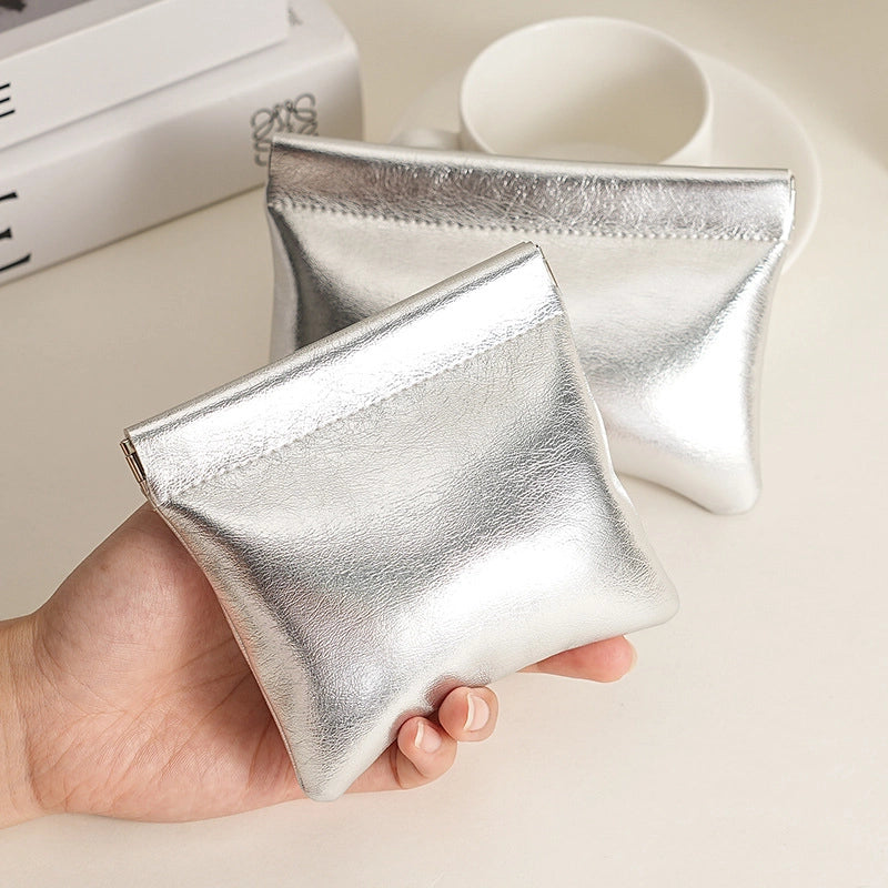 Basic Solid Color Pu Leather Square Makeup Bags