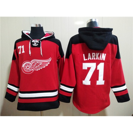 Men's Detroit Red Wings #71 Dylan Larkin Red  Ageless Must-Have Lace-Up Pullover Hoodie