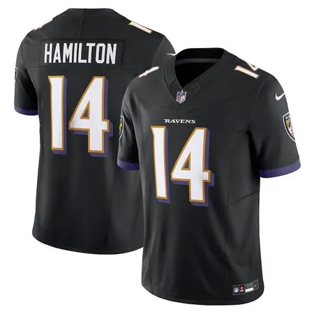 Men's Baltimore Ravens #14 Kyle Hamilton  Black Alternate Vapor F.U.S.E. Limited Jersey