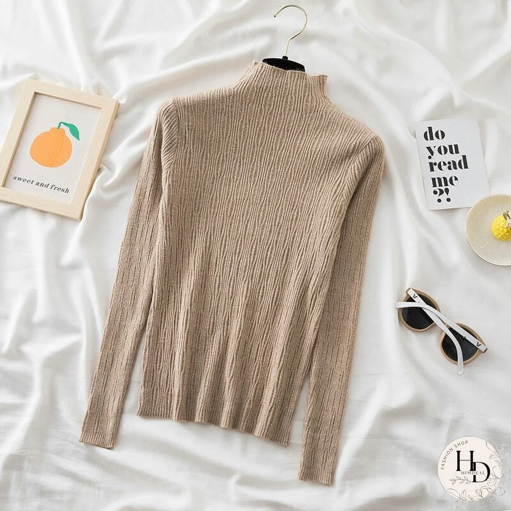 Christmas Gift Warm Cashmere Pullovers Jumper Autumn Winter Korean Sweater Long Sleeve Sweater Women Basic Slim Knitted Pullover