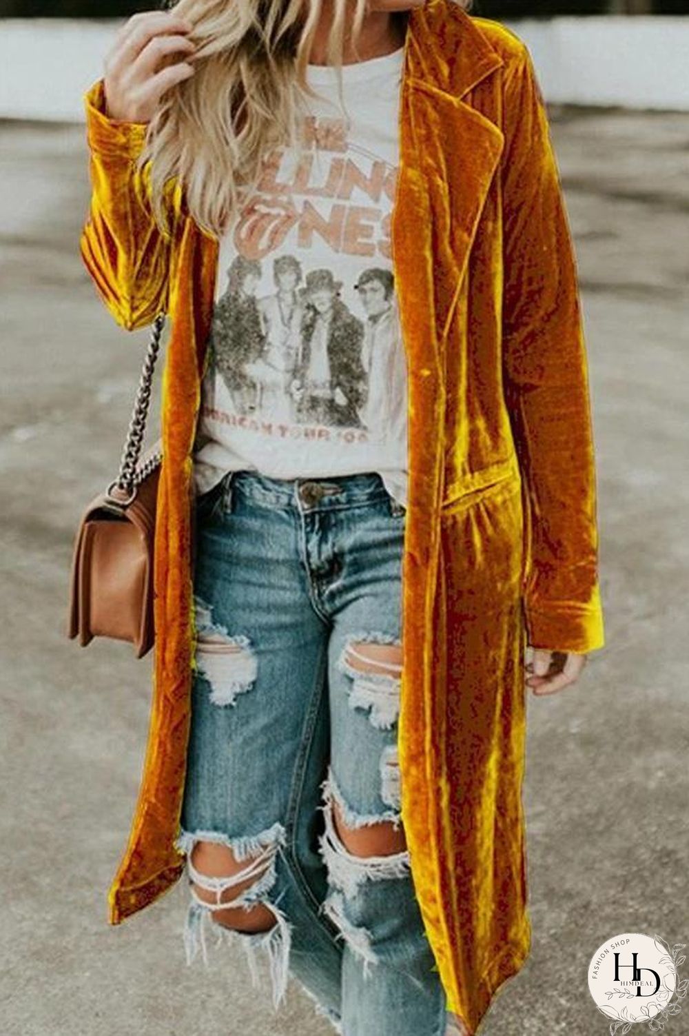 Velvet Pocket Long Coat