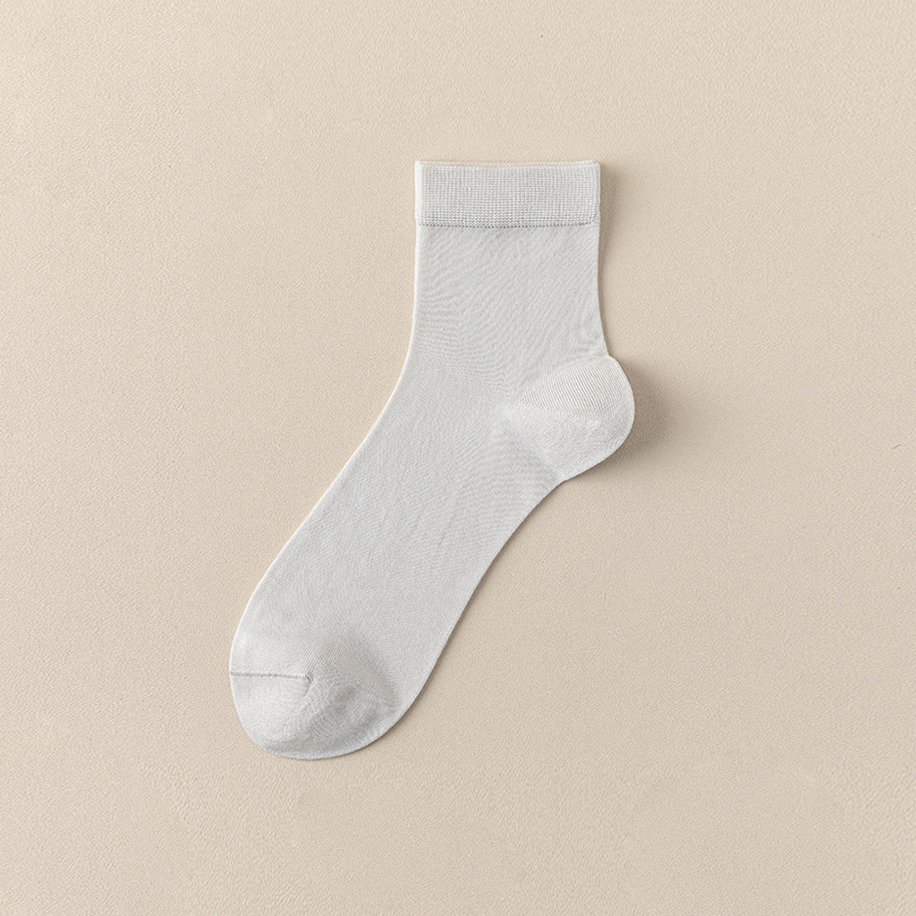Simple Solid Color Mid-Calf Socks For Business Men REAL SILK LIFE