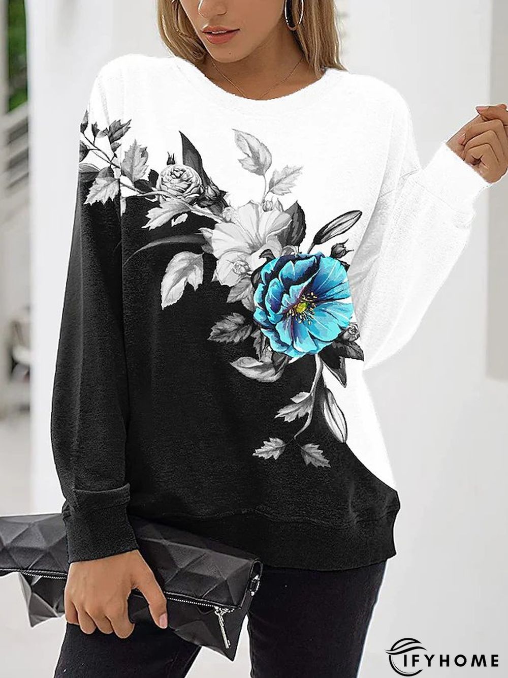 Crew Neck Casual Cotton Blends Sweatshirt | IFYHOME