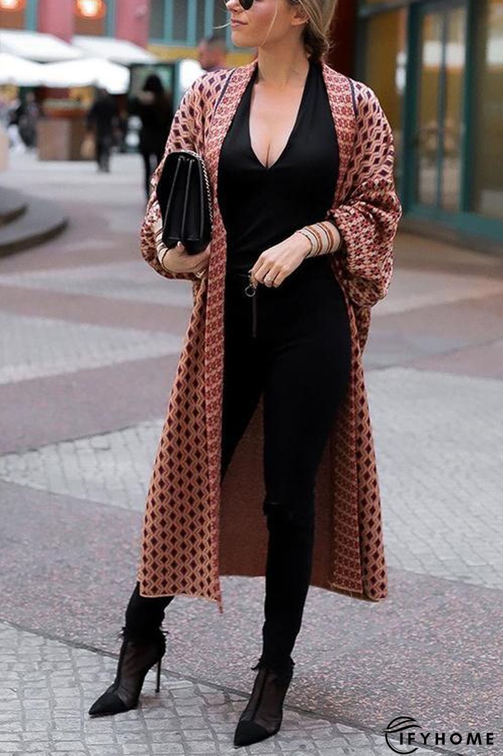 Digital Print Long Sleeve Cardigan Coat | IFYHOME
