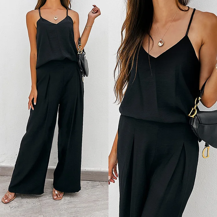 PASUXI Wholesale Trendy Sleeveless Top & Wide-Leg Pants Set - Comfort & Style huanwei