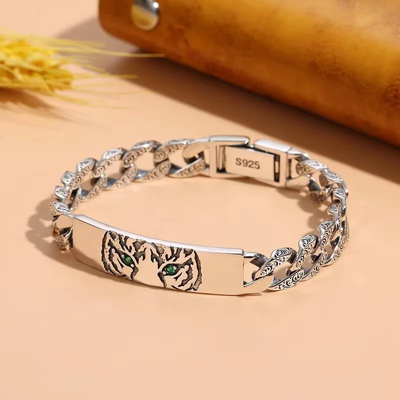 925 Silver Papas Tiger Year Couple Bracelet Fashion Punk Bracelet