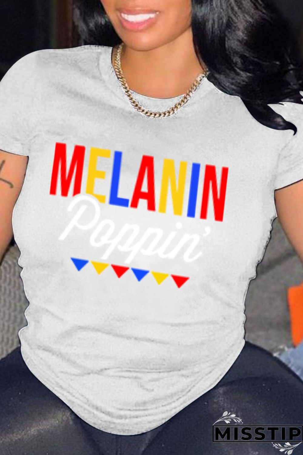 Black Fashion Casual Letter Print Basic O Neck T-Shirts