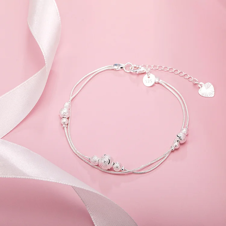 Jumpslots new arrive 925 Sterling Silver Geometry beads Chain Bracelet for Women Men Fashion Wedding Fine Jewelry Christmas Gift