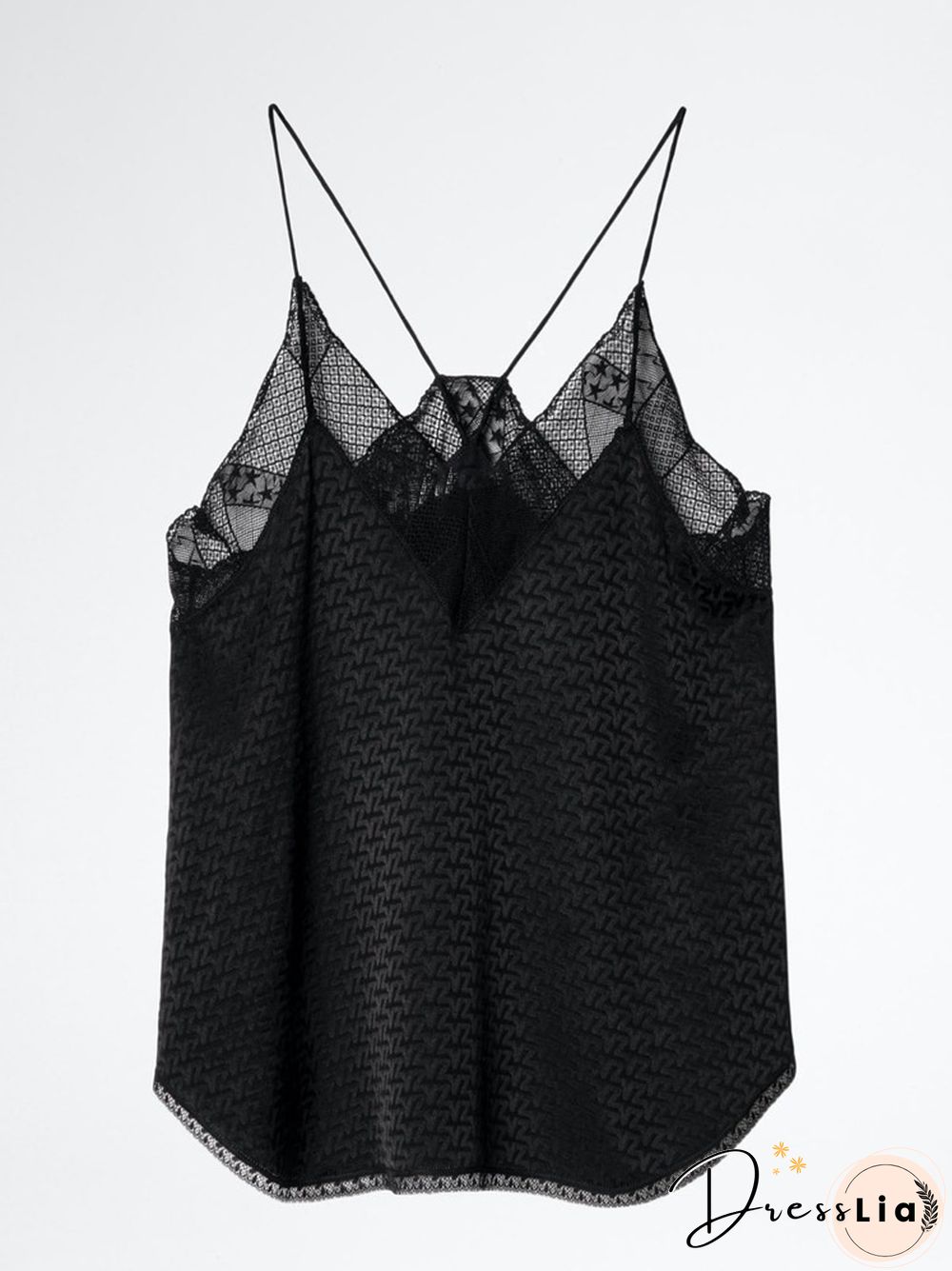 Silk Women New Style Romantic Neckline Exquisite Lace Stitching Letter Printing Girls Camis Vest