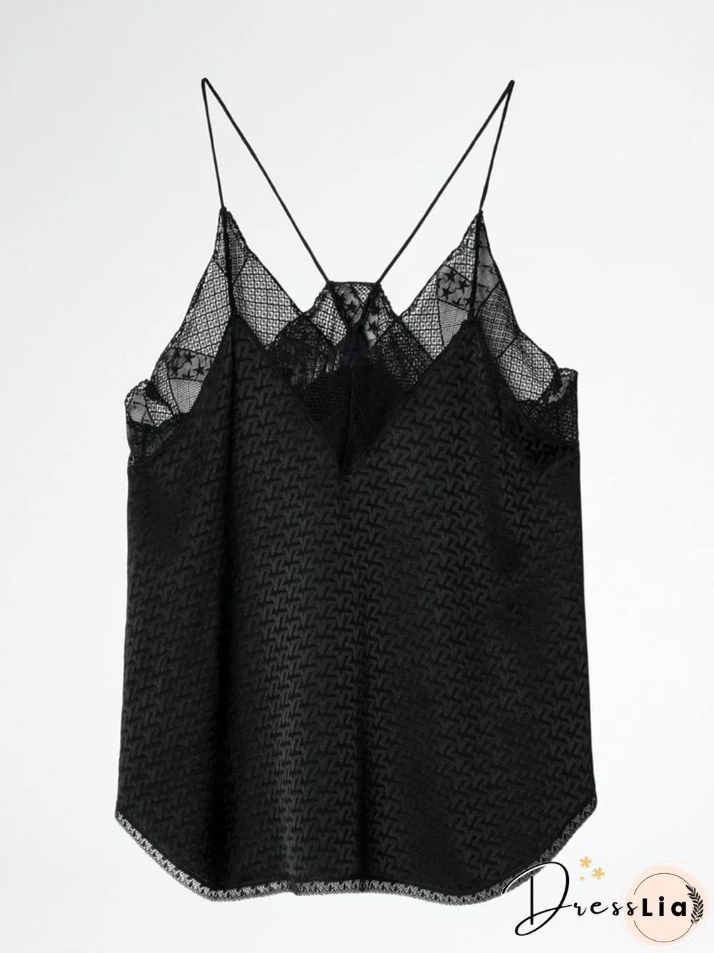 Silk Women New Style Romantic Neckline Exquisite Lace Stitching Letter Printing Girls Camis Vest