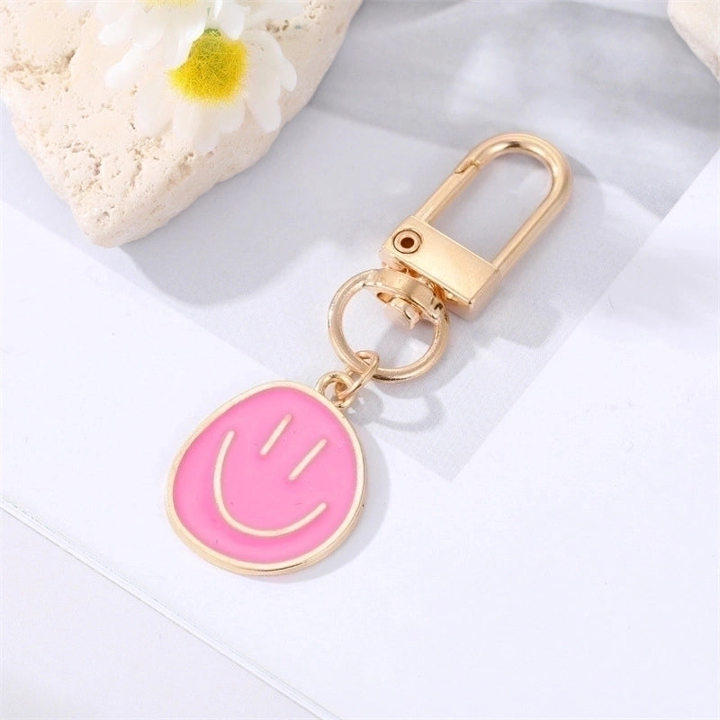 Fashion Alloy Colorful Oil Smiling Face Keychain Electroplated Gold Irregular Pendant Accessories