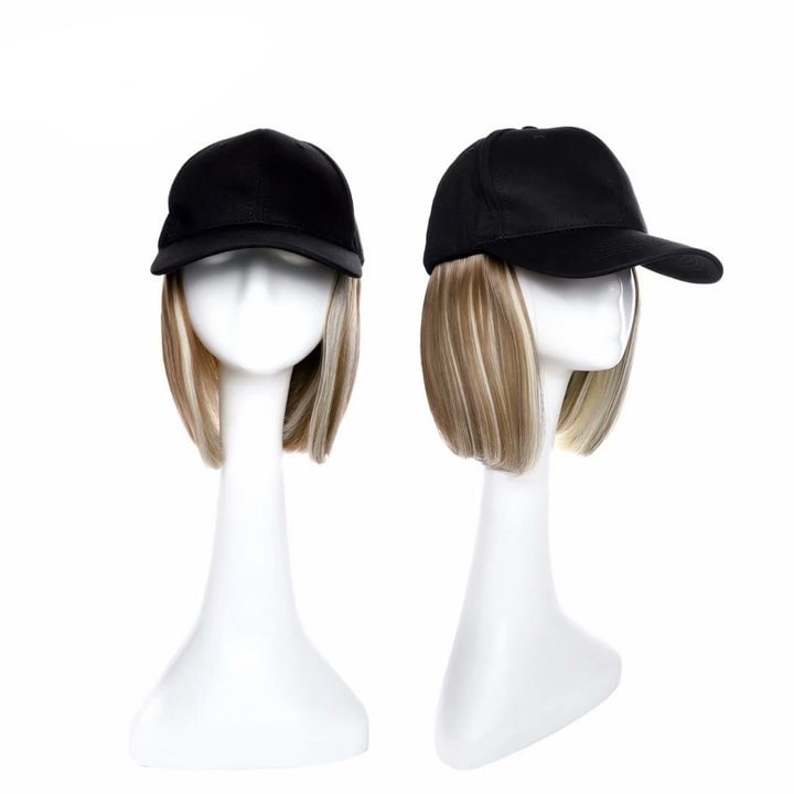 Baseball Cap Wig Hair Extension Attached Synthetic Wig Short Wig