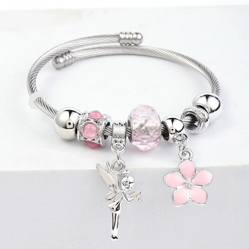 Elegant Heart Shape Butterfly Stainless Steel Asymmetrical Plating Bangle