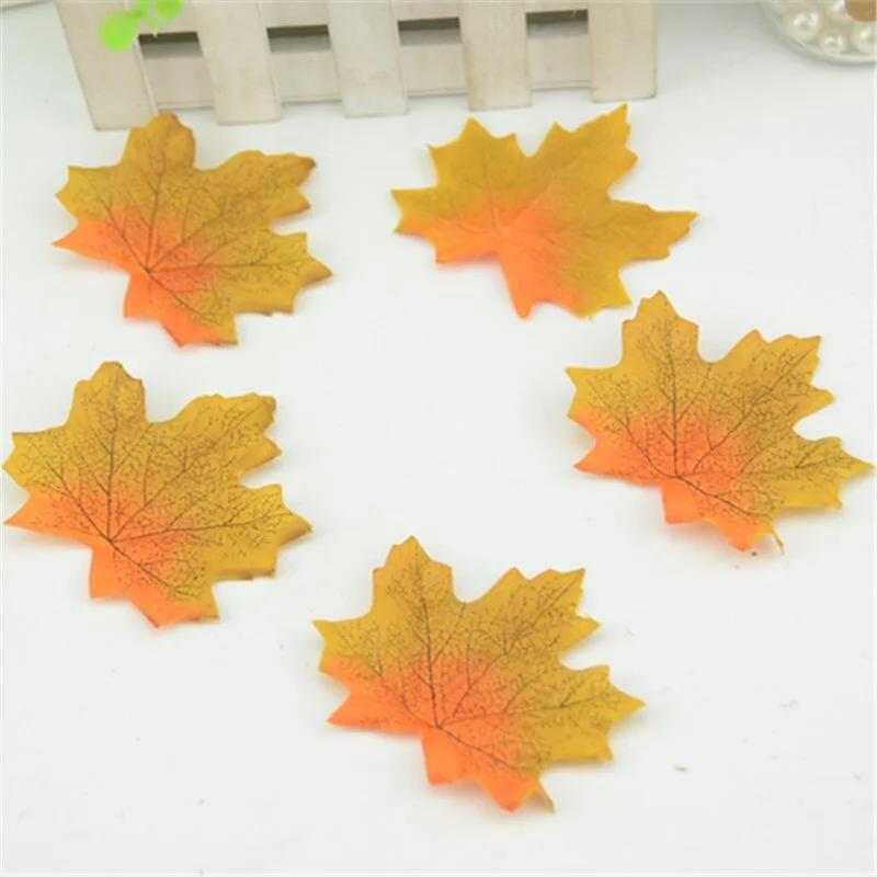 100pcs Artificial Silk Maple Leaves Multicolor Fake Flower Leaf For Wedding Decoration Background Scrapbooking Handcraft accesso