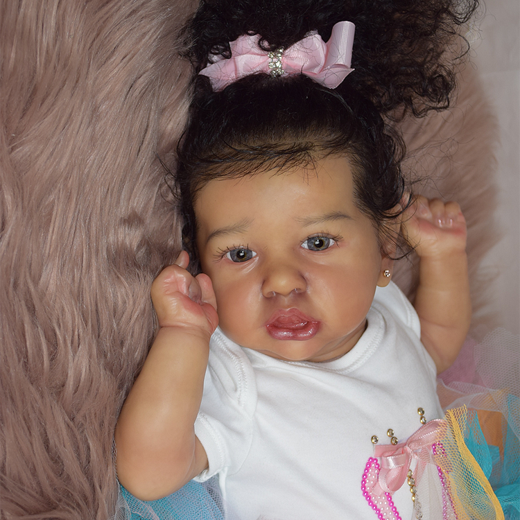 20'' Silicone Babies Real Lifelike Black Girl Named Jasmine Truly Reborn Baby Doll Comes with Magnetic Pacifier - Reborndollsshop.com®-Reborndollsshop®