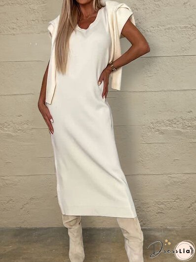 Turtleneck Dropped Shoulder Sweater and Midi Dress Sweater Set