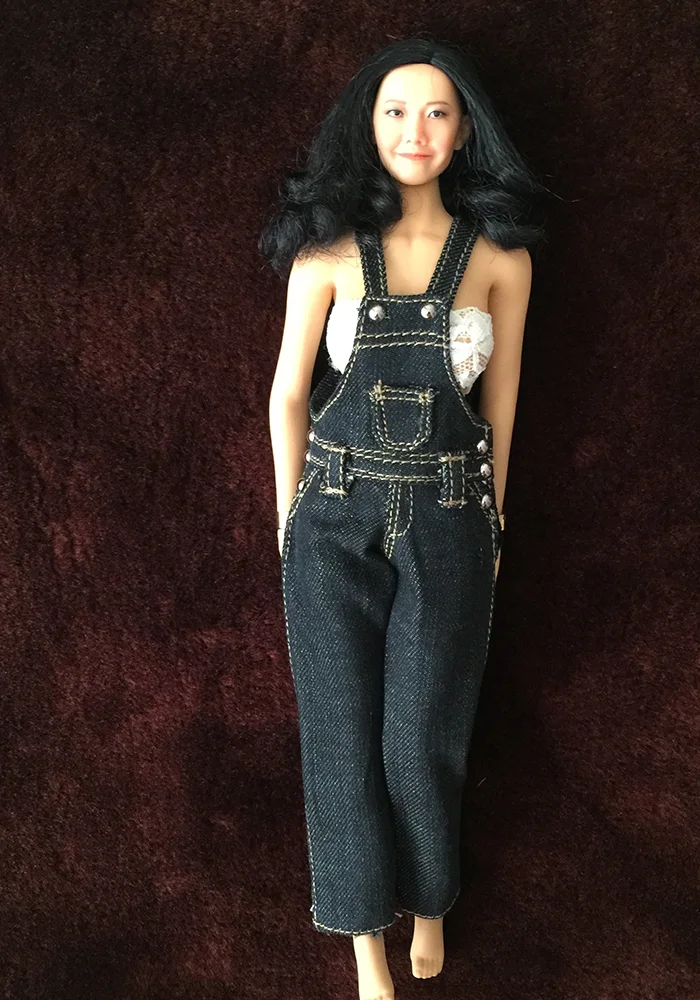 1/6 Scale 12 Inches Female Bodies Figures Belt Bib Pants Denim Jeans Accessories-aliexpress