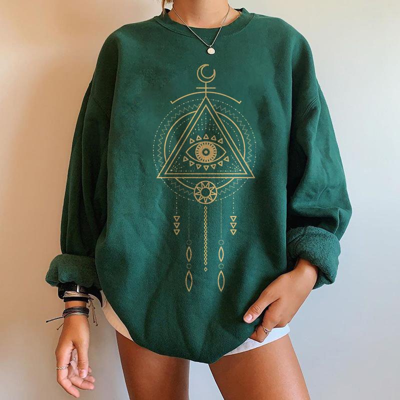   Evil Eye dreamcatcher designer green sweatshirt - Neojana