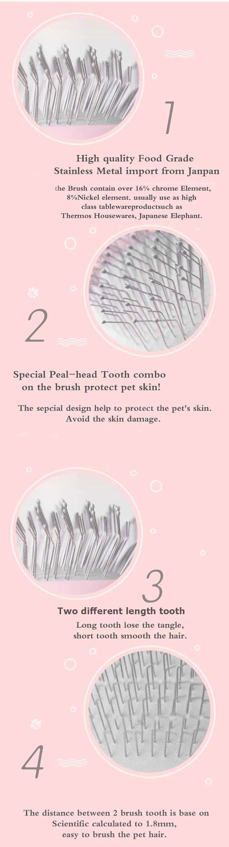 Nice Cats Grooming Tool Stainless Steel Shedding Brush Pet Hair Remover