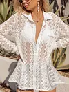 See-Through Lace Split-Joint Long Sleeved Shirt Cover-Ups Tops