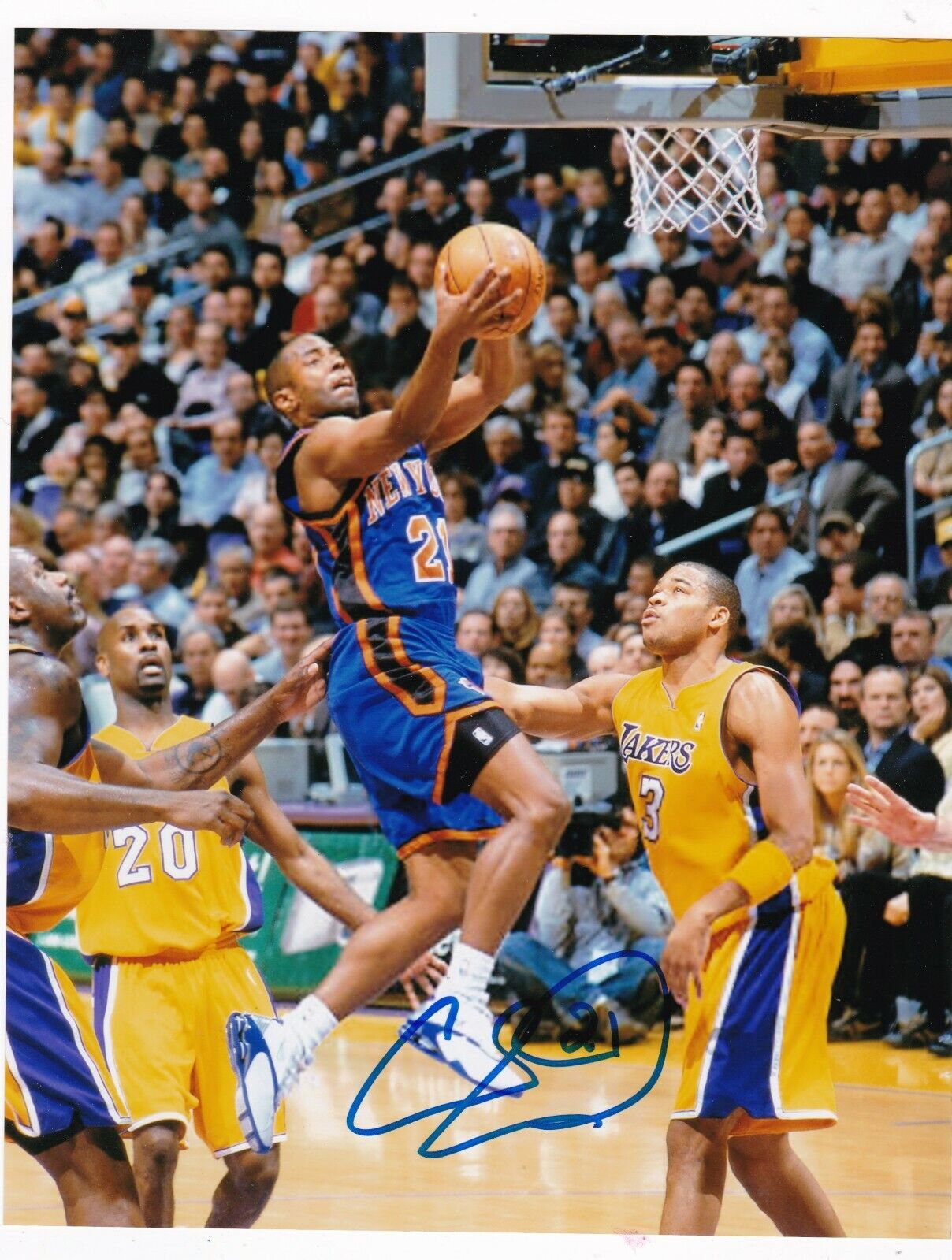 CHARLIE WARD NEW YORK KNICKS ACTION SIGNED 8x10