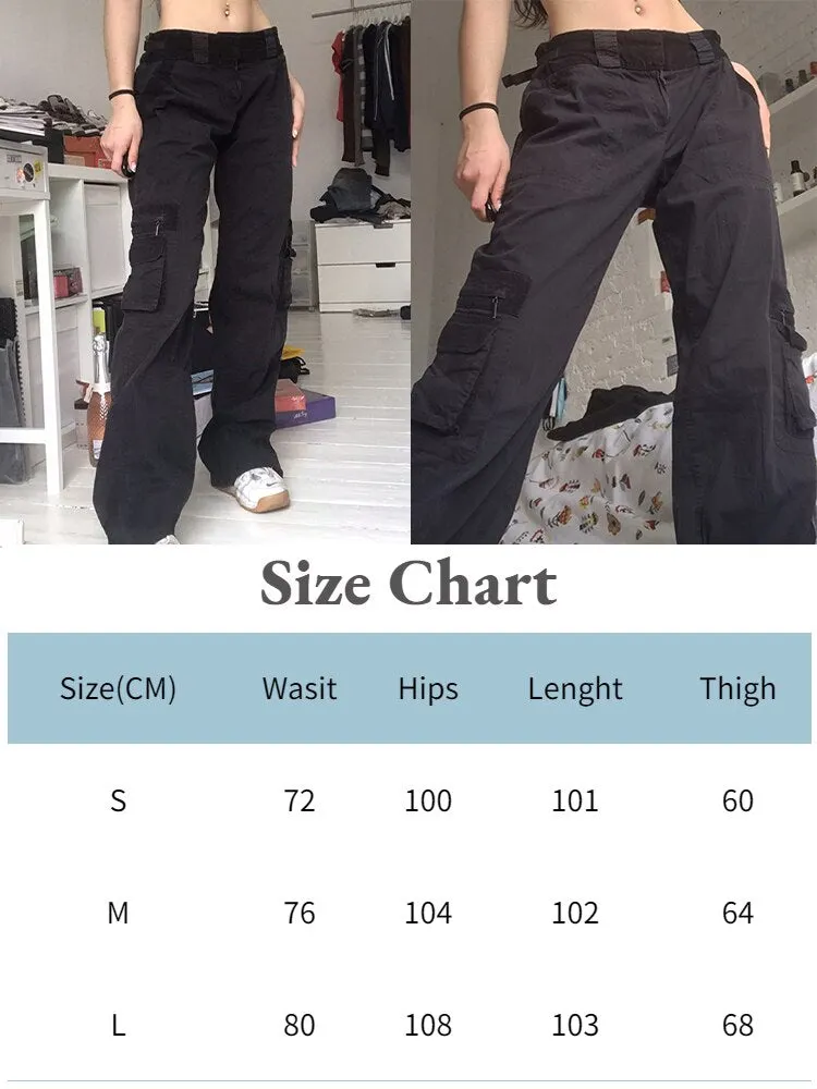 Jacuqeline 2022 Print Denim Y2K Cargo Pants Woman Low Rise Baggy Jeans Straight Long Trouser Women Clothing Fairy Grunge Vintage