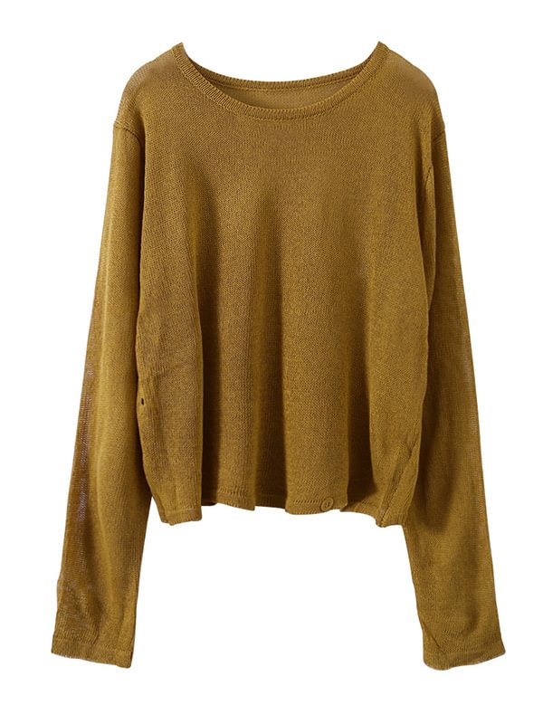 Simple Solid Color Knitting Long Sleeves Knitwear