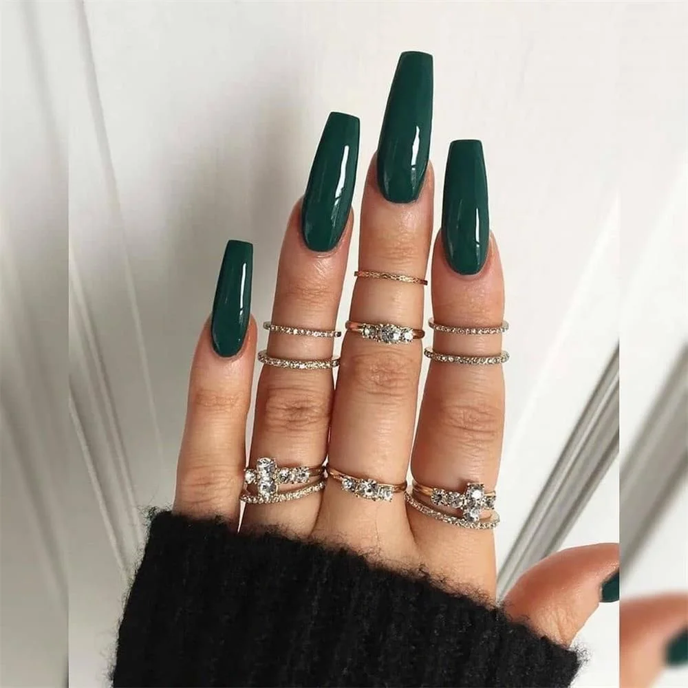 Nail Art Fake Nails Stiletto Tips Clear Press on Long False with Glue Coffin Stick Display Full Cover Artificial Designs Matte-Nail Inspo