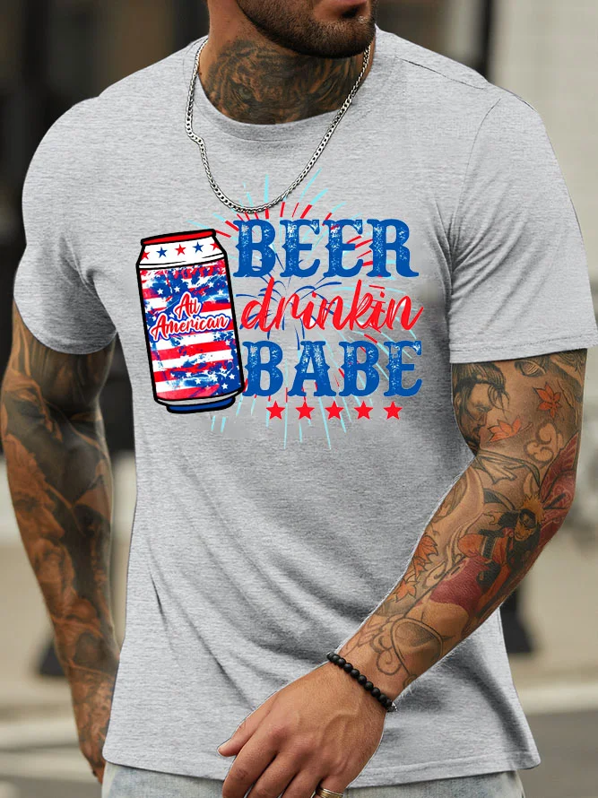 Beer Drinkin Babe 4th Of July Print Men T-Shirt socialshop