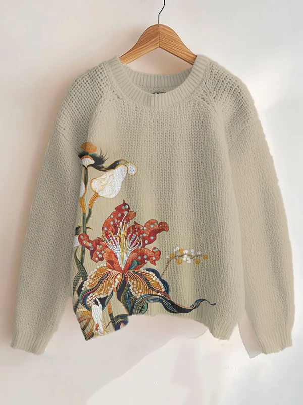 Women's Floral Graphic Print Knit Sweatshirt