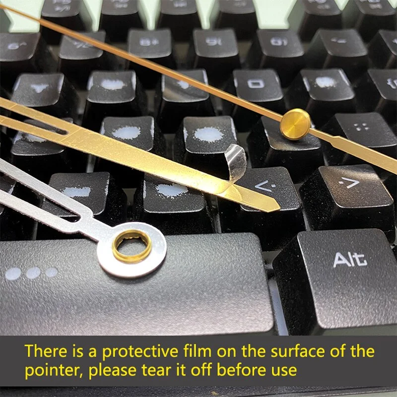 Metal Wall Clock Hands Gold Home Decor Hour Hand Minute Hand Second Hand with Luminous Large Clock Pointer Golden