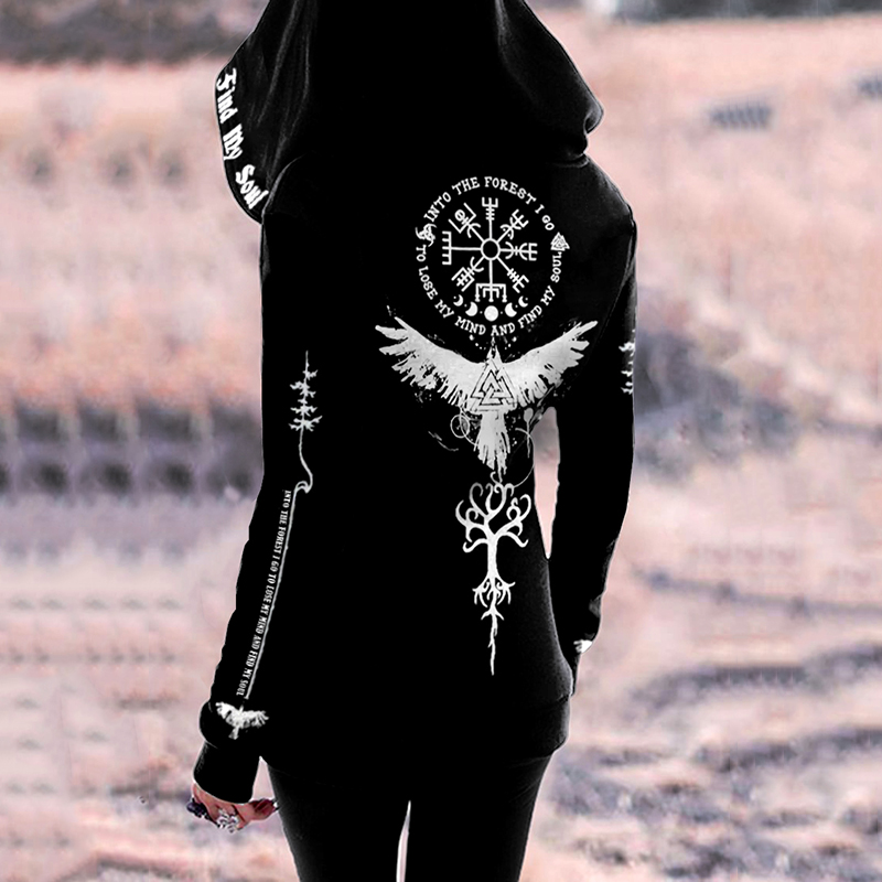 Tribal Into The Forest I Go To Lose My Mind And Find My Soul Graphics Zipper Up Hoodie