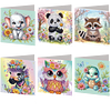 6PCS Diamond Painting Animal Greeting Cards Postcards with Envelopes