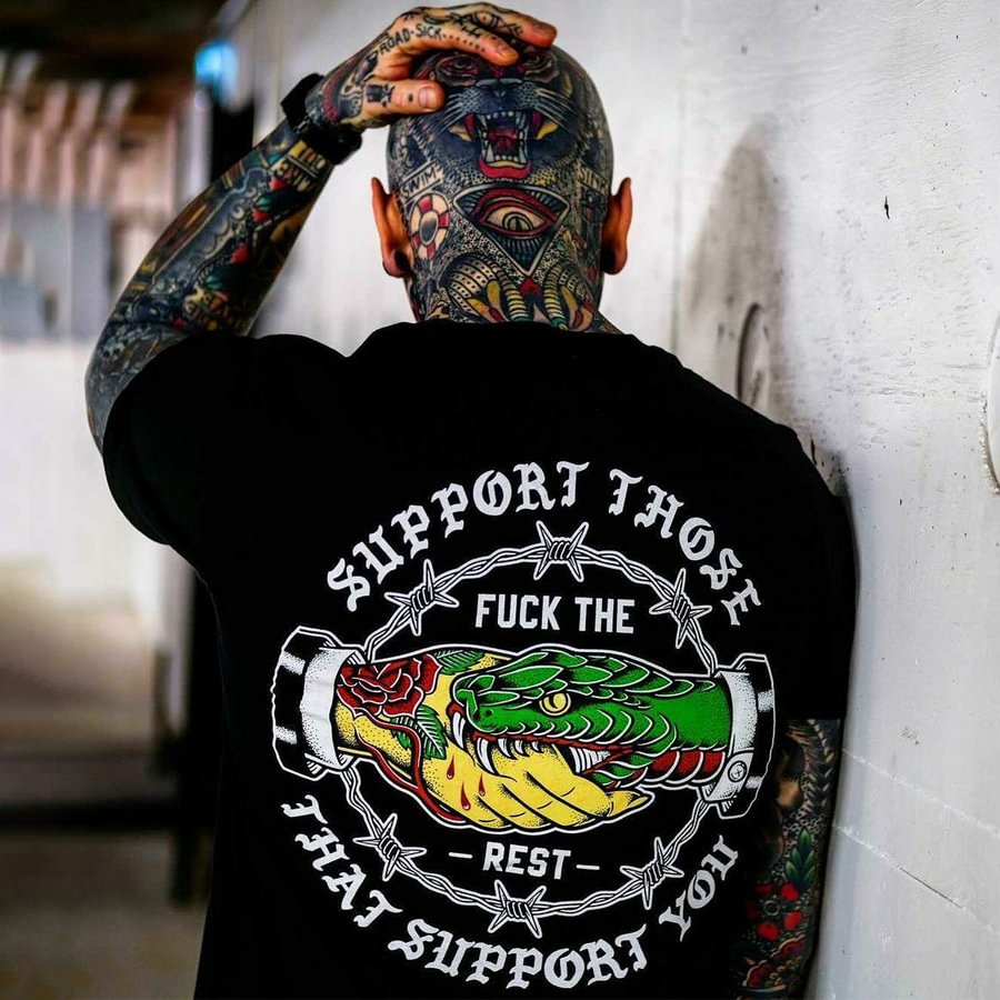 Fashion Snake Tattoo Casual T-Shirt-barclient