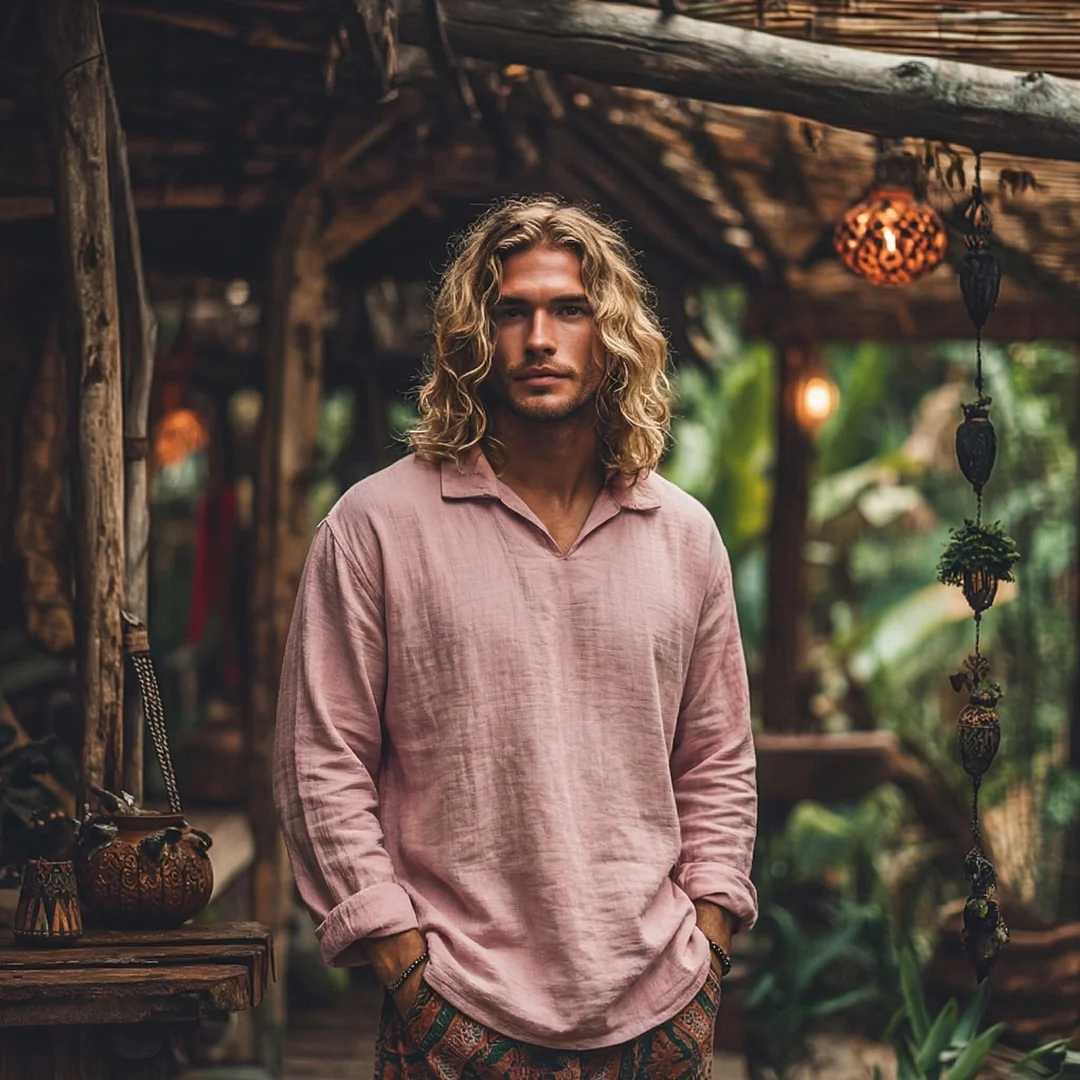 Men's Forest Series Bohemian Linen Top-inspireuse