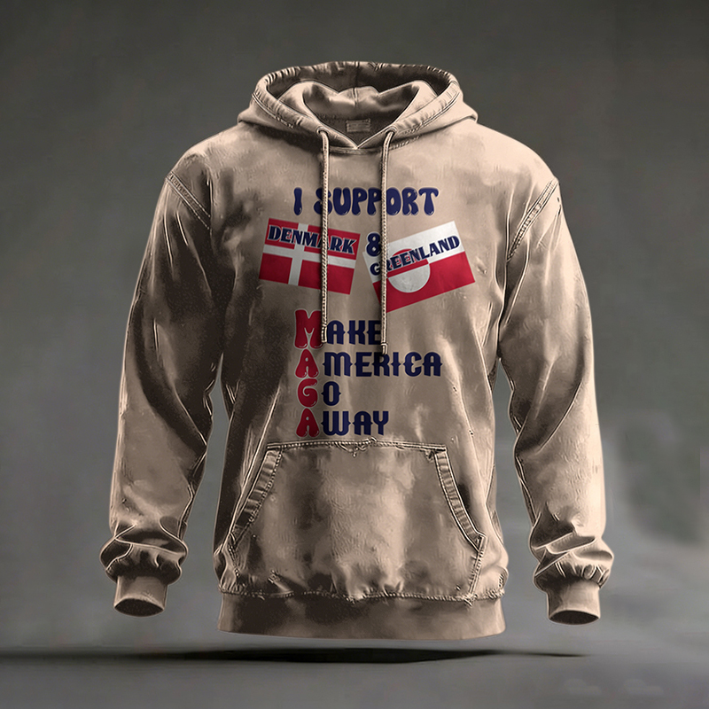 Men's Retro I Support Greenland Pattern Casual Hoodie artswardrobe