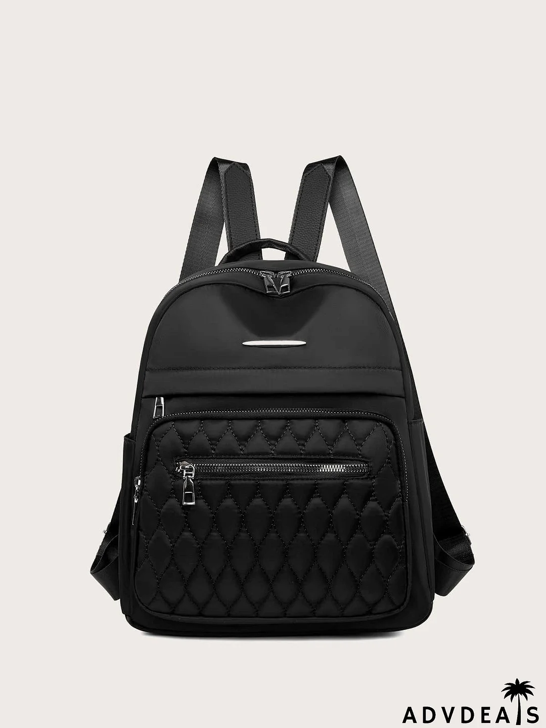Quilted Zipper Front Backpack
