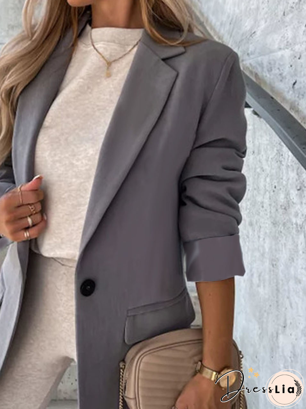 Loose Shawl Collar Plain Casual Blazer