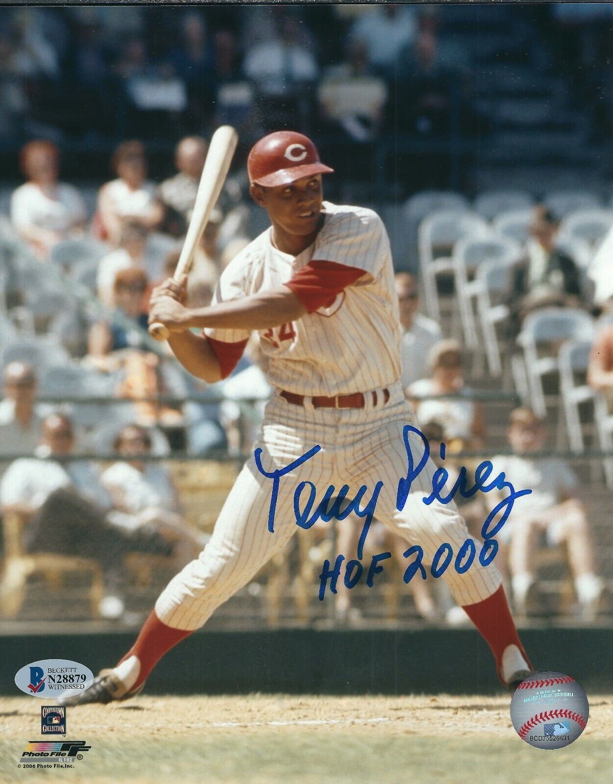 Autographed Tony Perez Cincinnati Reds 8x10 Photo Poster painting Beckett COA