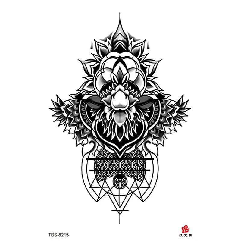 Sdrawing Temporary Tattoo Sticker Dark Snake Tattoos Flower Tatoos Body Art Geisha Water Transfer Clavicle Arm Fake Tatto