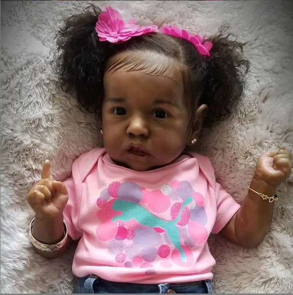  [Hand Painted Art Doll] Black Silicone 20'' So Real African American Reborn Saskia Toddler Baby Doll Girl Jean - Reborndollsshop®-Reborndollsshop®