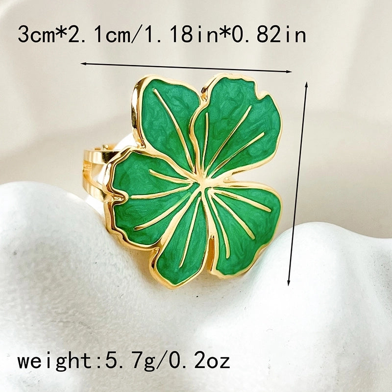 Vacation Roman Style Heart Shape Flower 304 Stainless Steel 14K Gold Plated Natural Stone Zircon Rings In Bulk