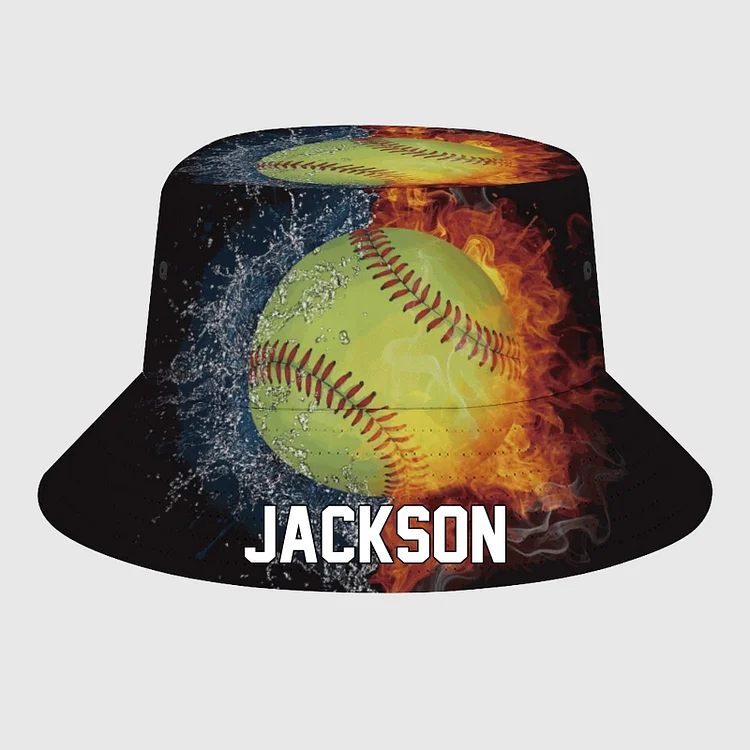 Personalized Sports Bucket Hat with Custom Name - Softball Visor Bucket Hat