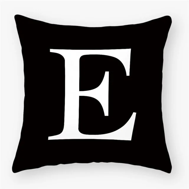 Linen Pillow Case - Black White English Letter A-Z
