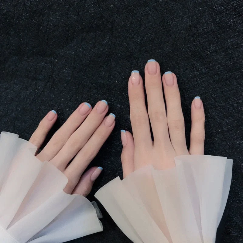 Simple French Short Style Designs Natural False Nails Suitable Girls Daily Wearing Full Cover Finished Detachable Nail tips glue-Nail Inspo