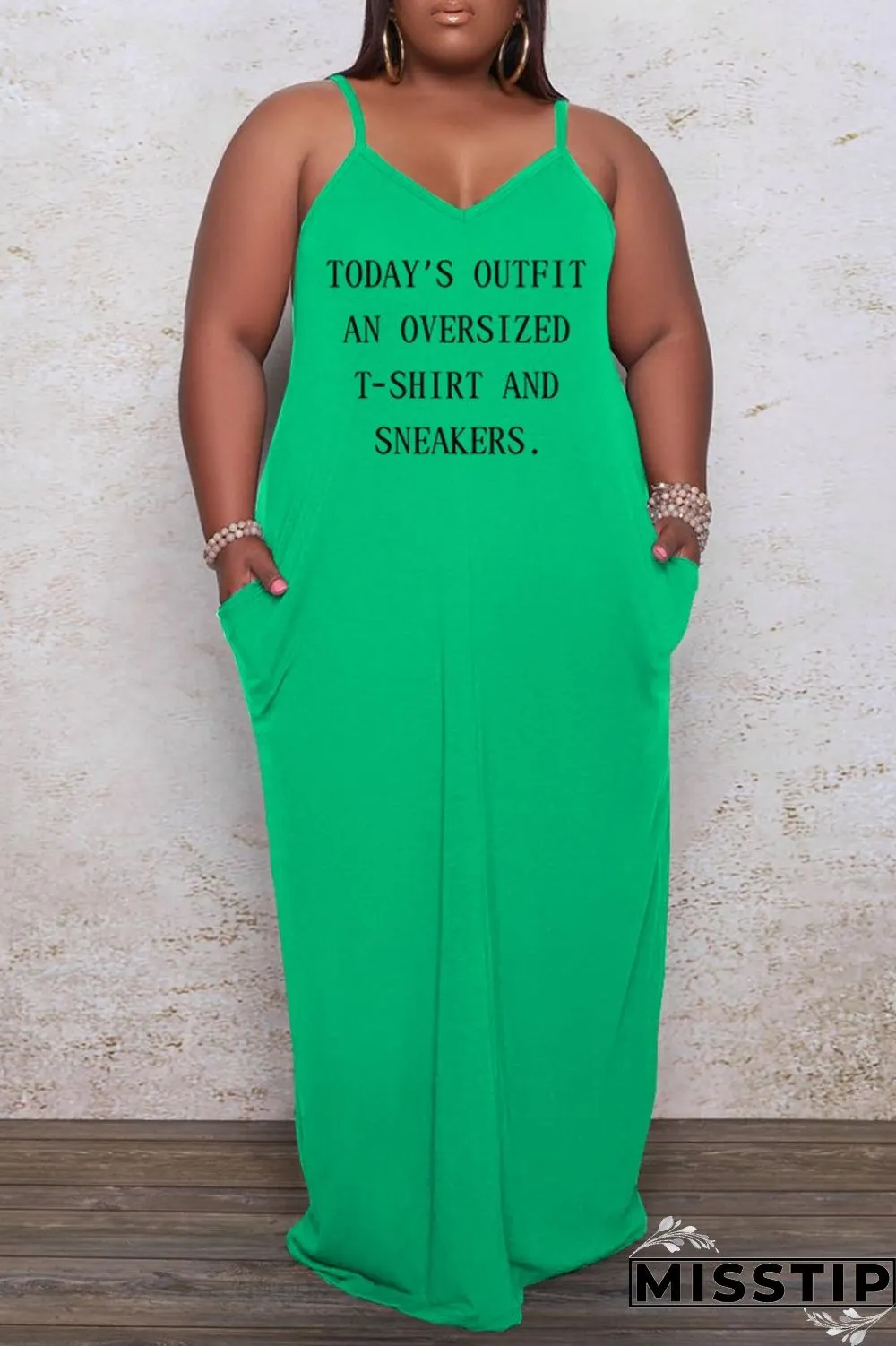 Brown Sexy Casual Letter Print Solid Backless Spaghetti Strap Long Dress Plus Size Dresses