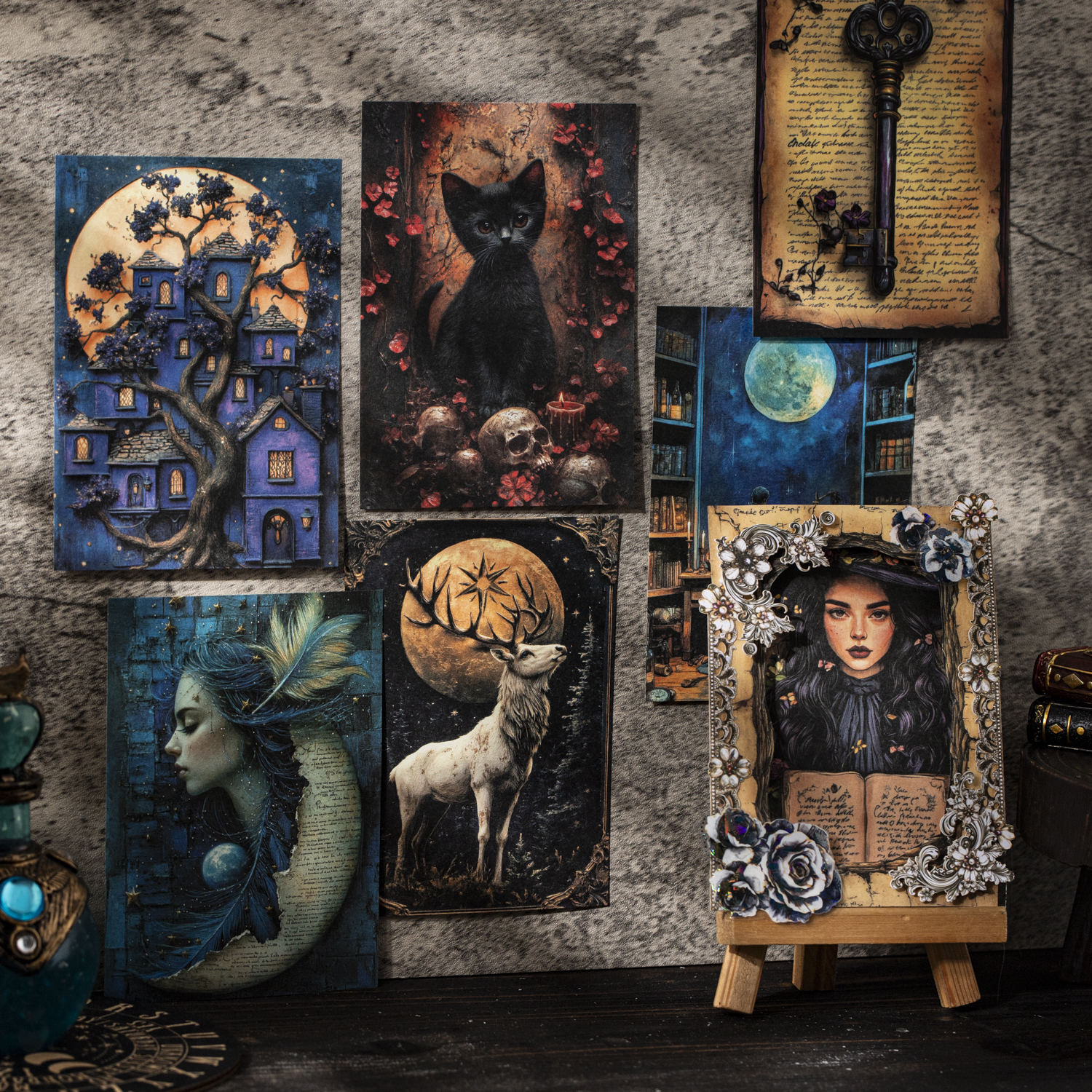 재료 종이 - 마녀의 마법 책 시리즈 빈티지 다크