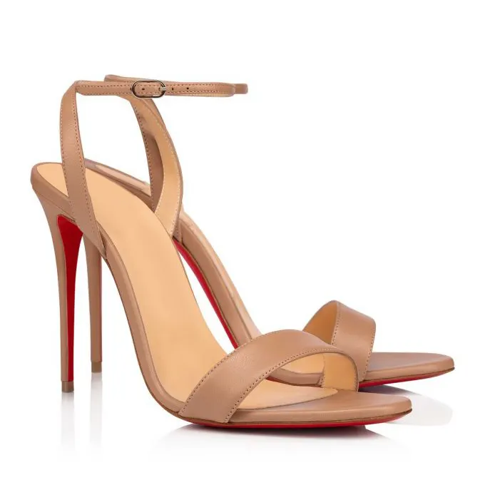 100mm Fashion Open Toe Ankle Slim Lace Up Pumps Matte Sandals Red Soles-vocosishoes