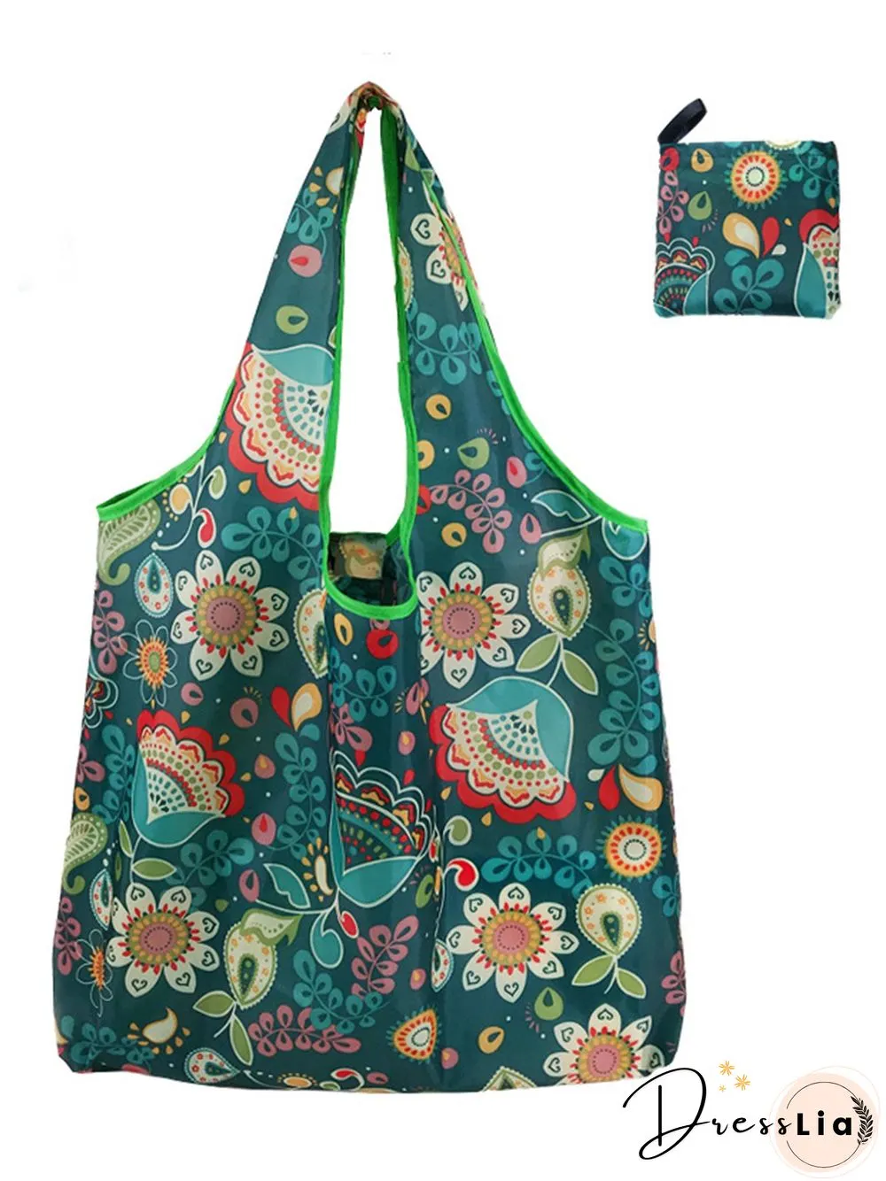 Ethnic Print Foldable Large Capacity Lightweight Shopping Bag Tote Bag