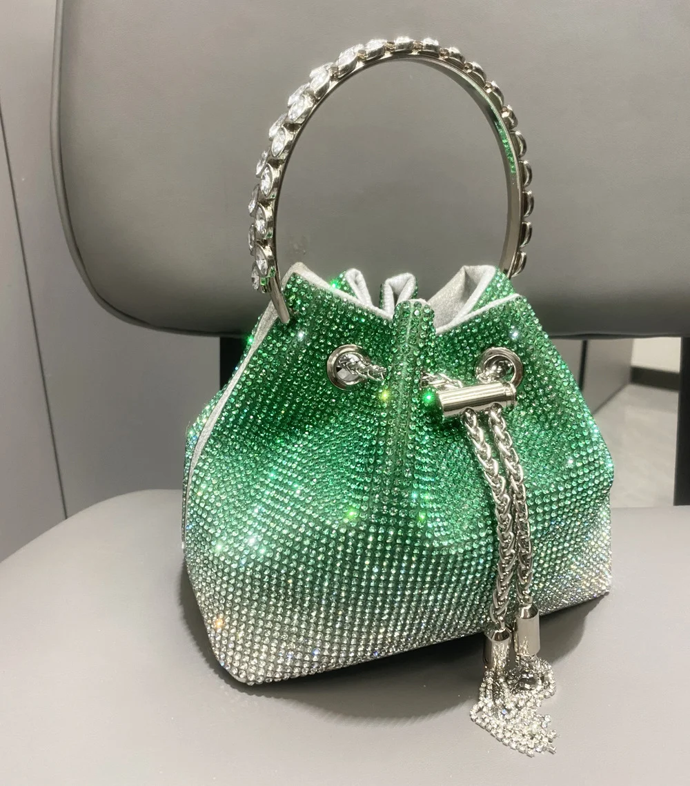 Shining Elegant Ombre Sparkling Crystal Rhinestone Large Capacity Evening Party Tote Bag